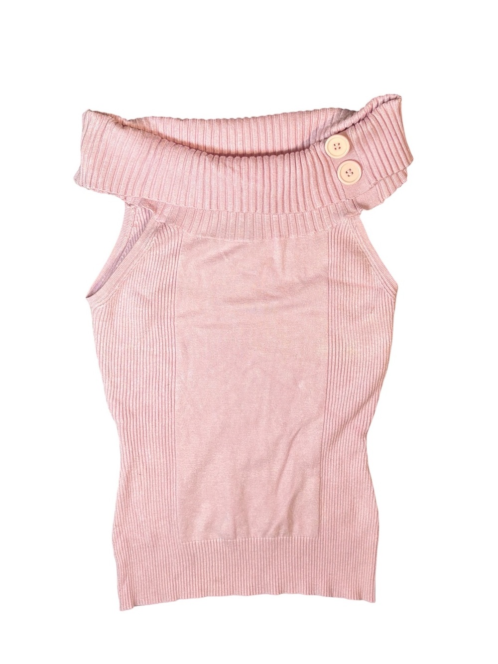 A. Byer Pink Off Shoulder Ribbed Knit Sweater Top Size Medium